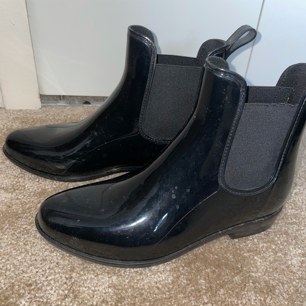 Black rain boots